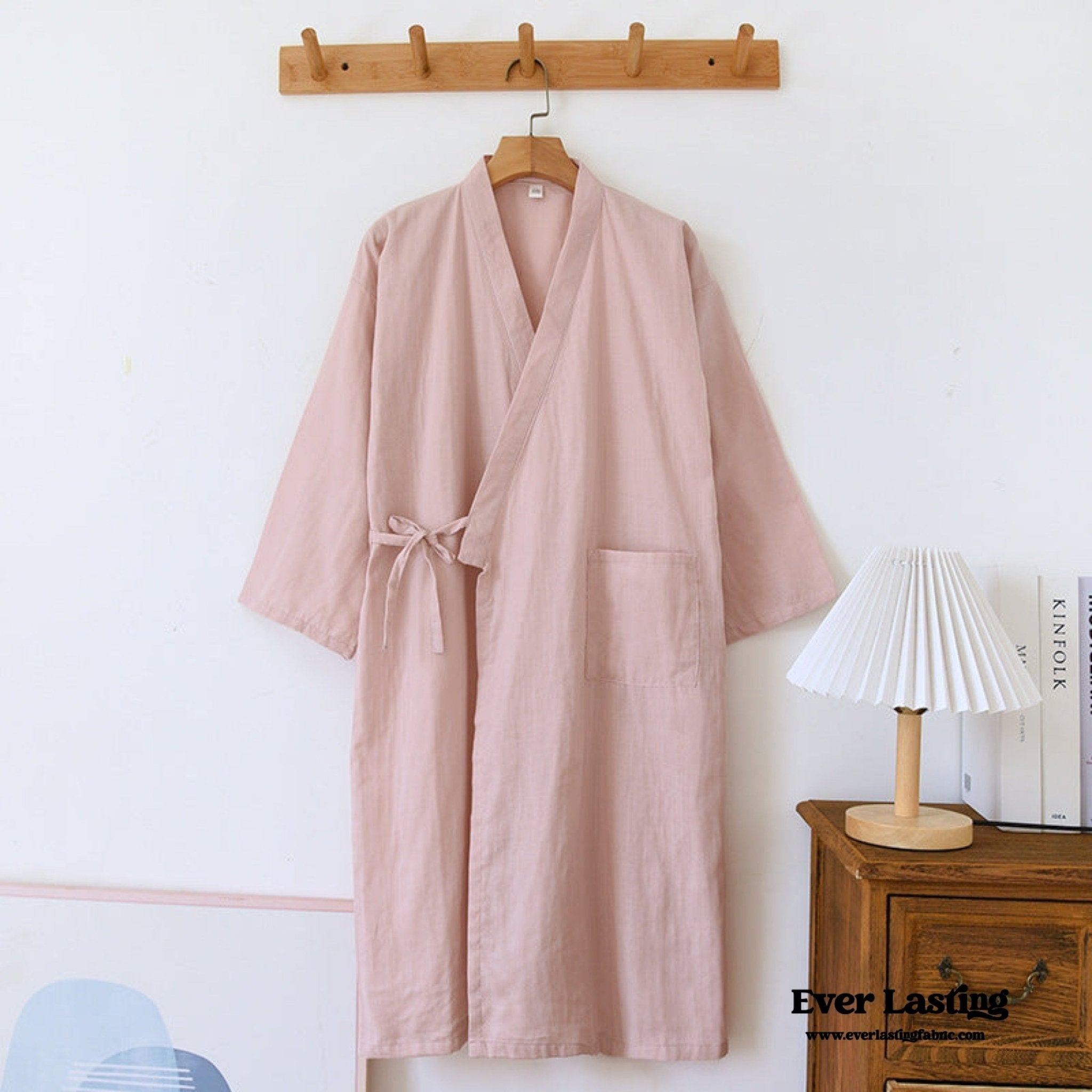 Double - Layer Gauze Cotton Robe / Dark Blue - Ever Lasting