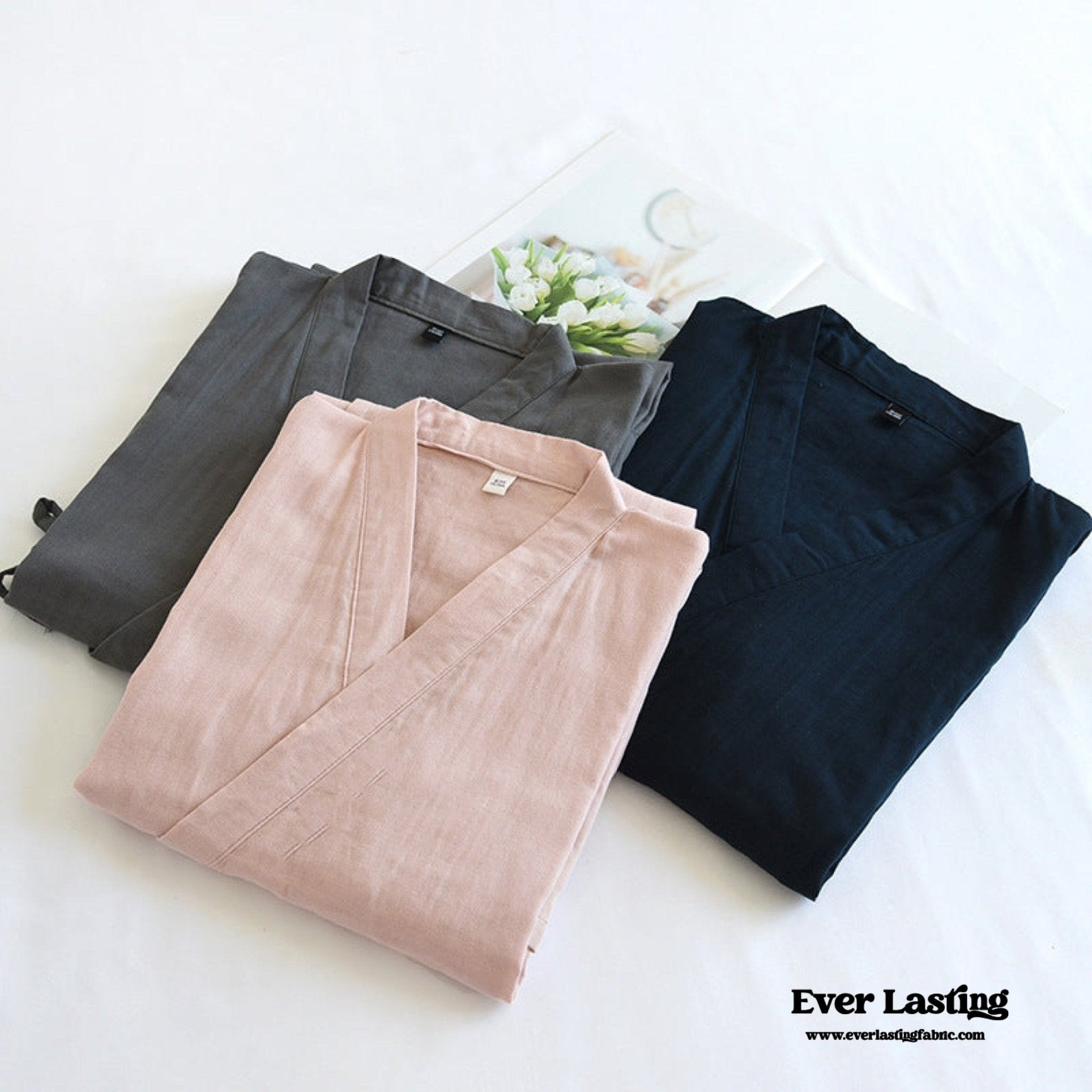 Double - Layer Gauze Cotton Robe / Gray - Ever Lasting