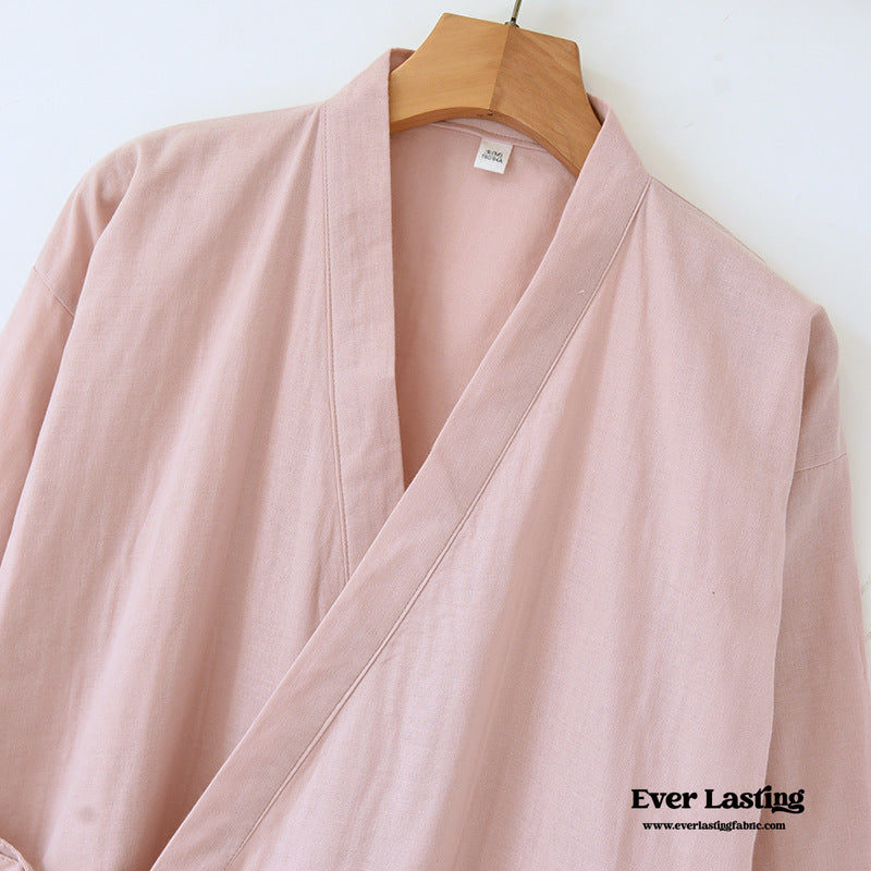 Double - Layer Gauze Cotton Robe / Pink Pajama