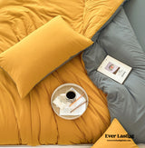 Duo Earth Tone Jersey Knit Bedding Set / Orange + Beige
