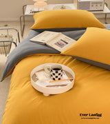 Duo Earth Tone Jersey Knit Bedding Set / Orange + Beige