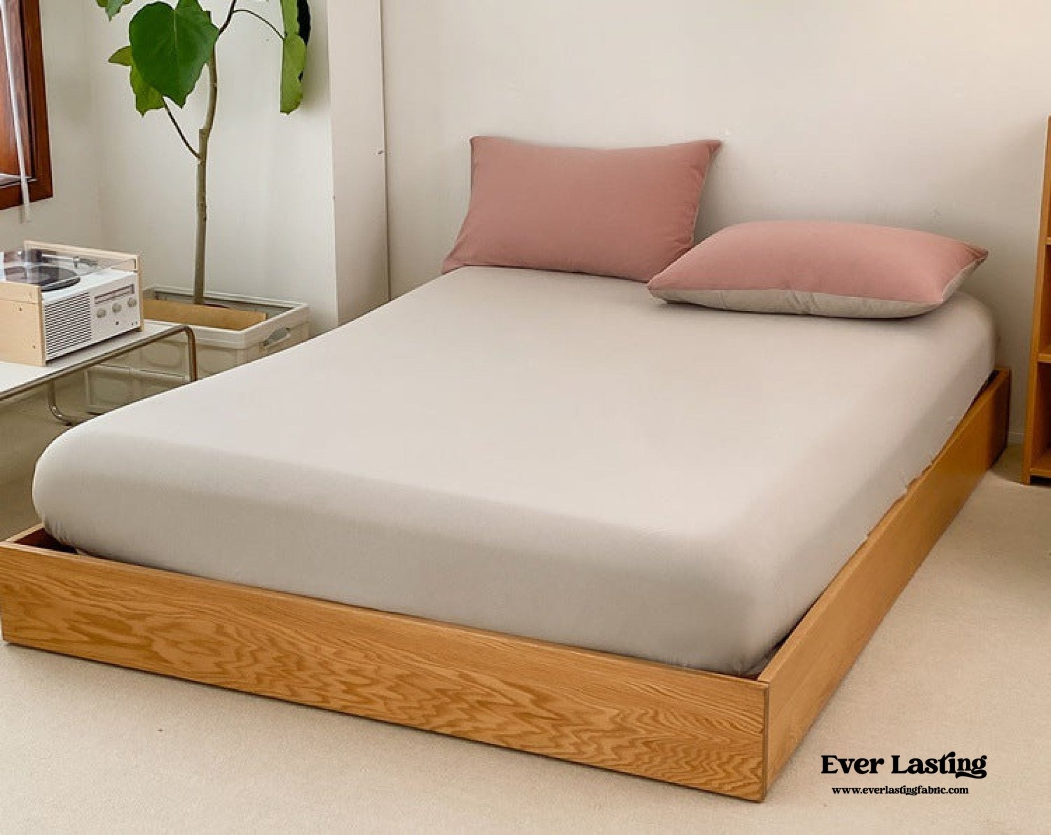 Duo Earth Tone Jersey Knit Bedding Set / Pink Beige - Ever Lasting