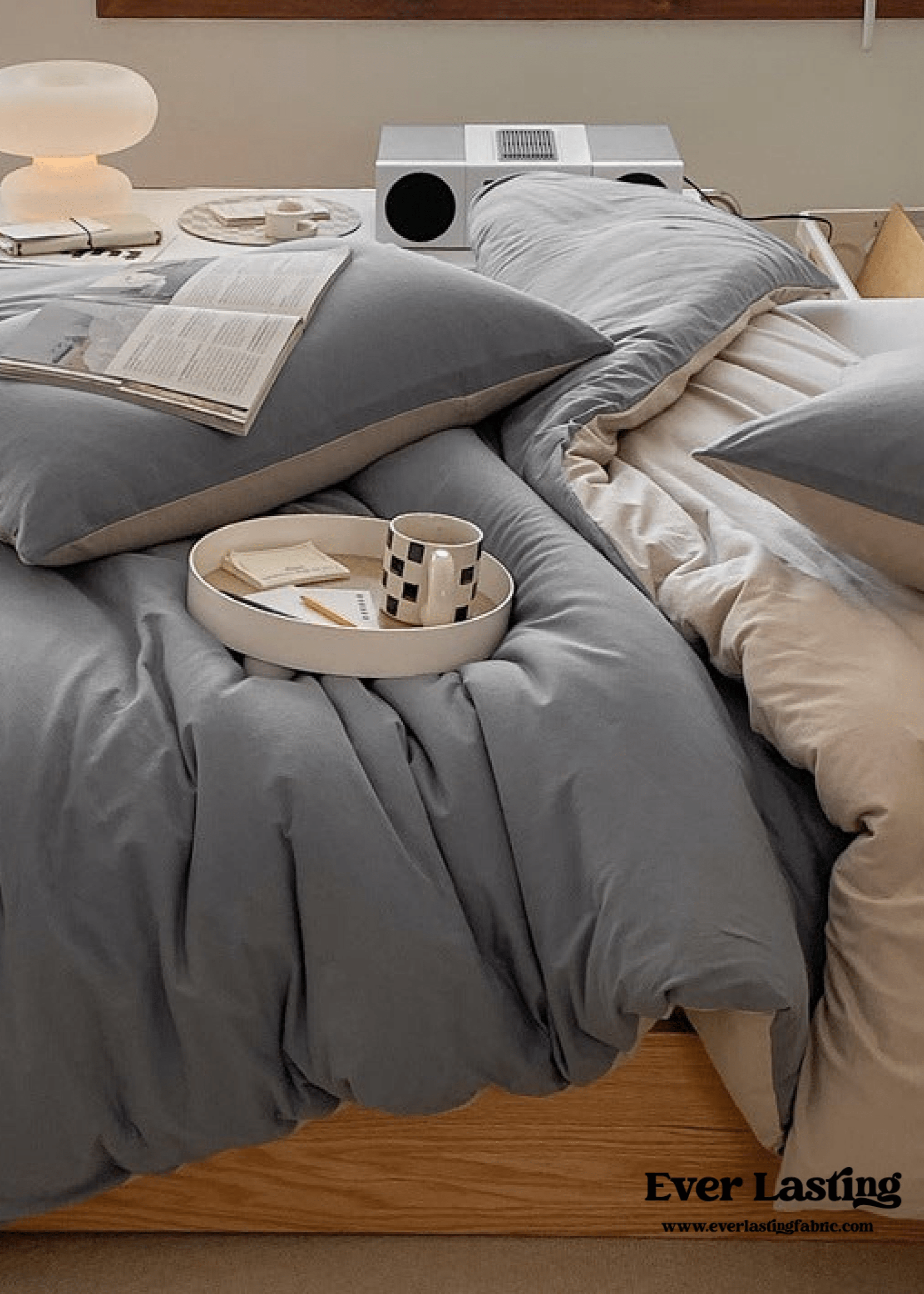  - Ever Lasting - Duo Earth Tone Jersey Knit Bedding Set / Pink Beige - Bedding Set - Ever Lasting