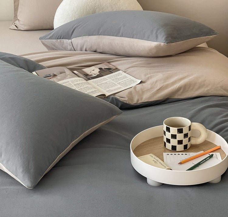  - Ever Lasting - Duo Earth Tone Jersey Knit Bedding Set / Pink Beige - Bedding Set - Ever Lasting