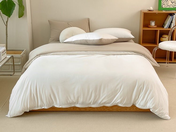  - Ever Lasting - Duo Earth Tone Jersey Knit Bedding Set / Pink Beige - Bedding Set - Ever Lasting