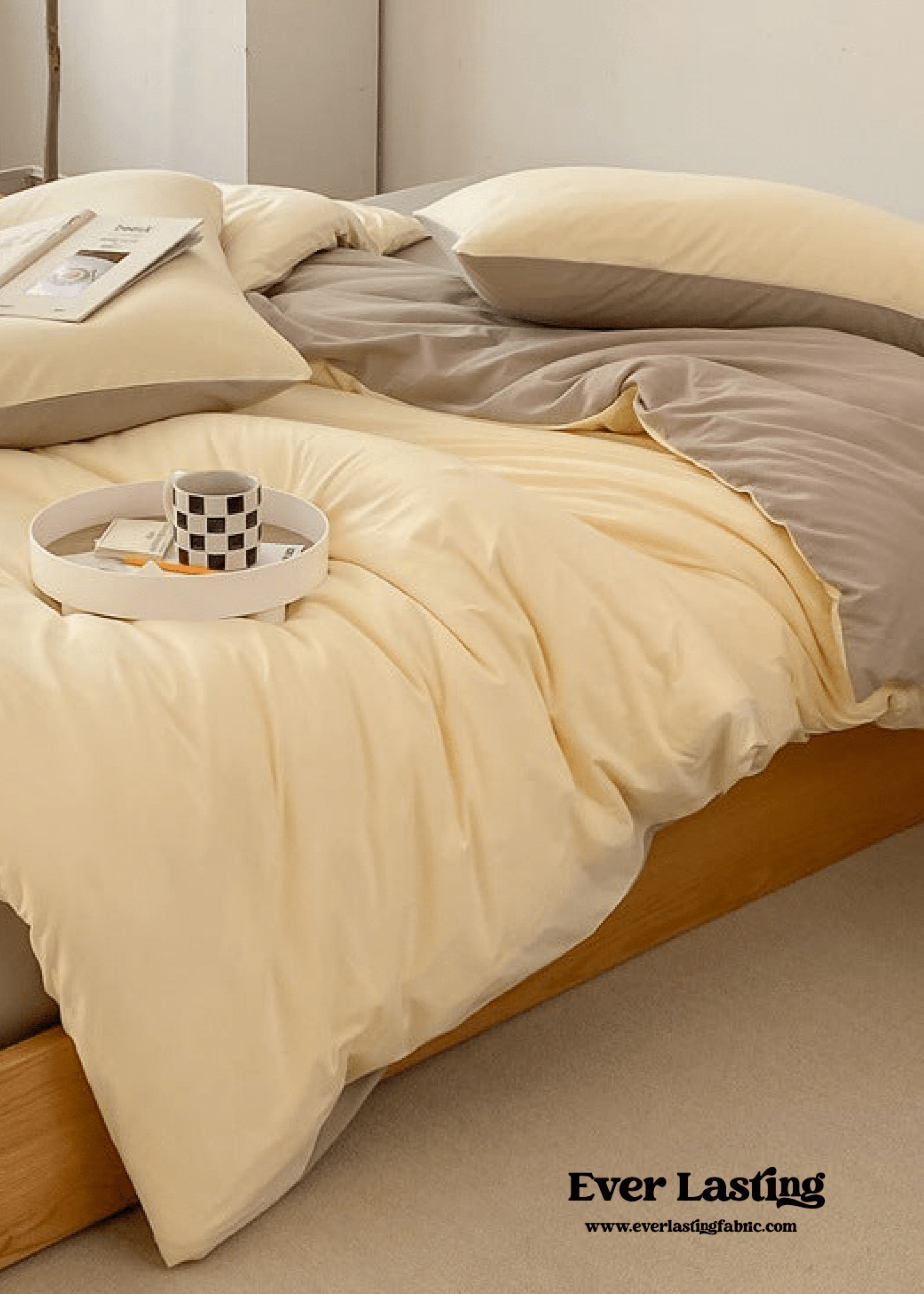  - Ever Lasting - Duo Earth Tone Jersey Knit Bedding Set / Pink Beige - Bedding Set - Ever Lasting