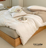 Duo Earth Tone Jersey Knit Bedding Set / White Beige