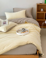 Duo Earth Tone Jersey Knit Bedding Set / White Beige