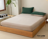 Duo Earth Tone Jersey Knit Bedding Set / White Beige