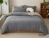 Duo Earth Tone Jersey Knit Bedding Set / White Beige