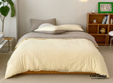 Duo Earth Tone Jersey Knit Bedding Set / White Beige