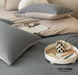 Duo Earth Tone Jersey Knit Bedding Set / White Beige