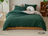 Duo Earth Tone Jersey Knit Bedding Set / White Beige