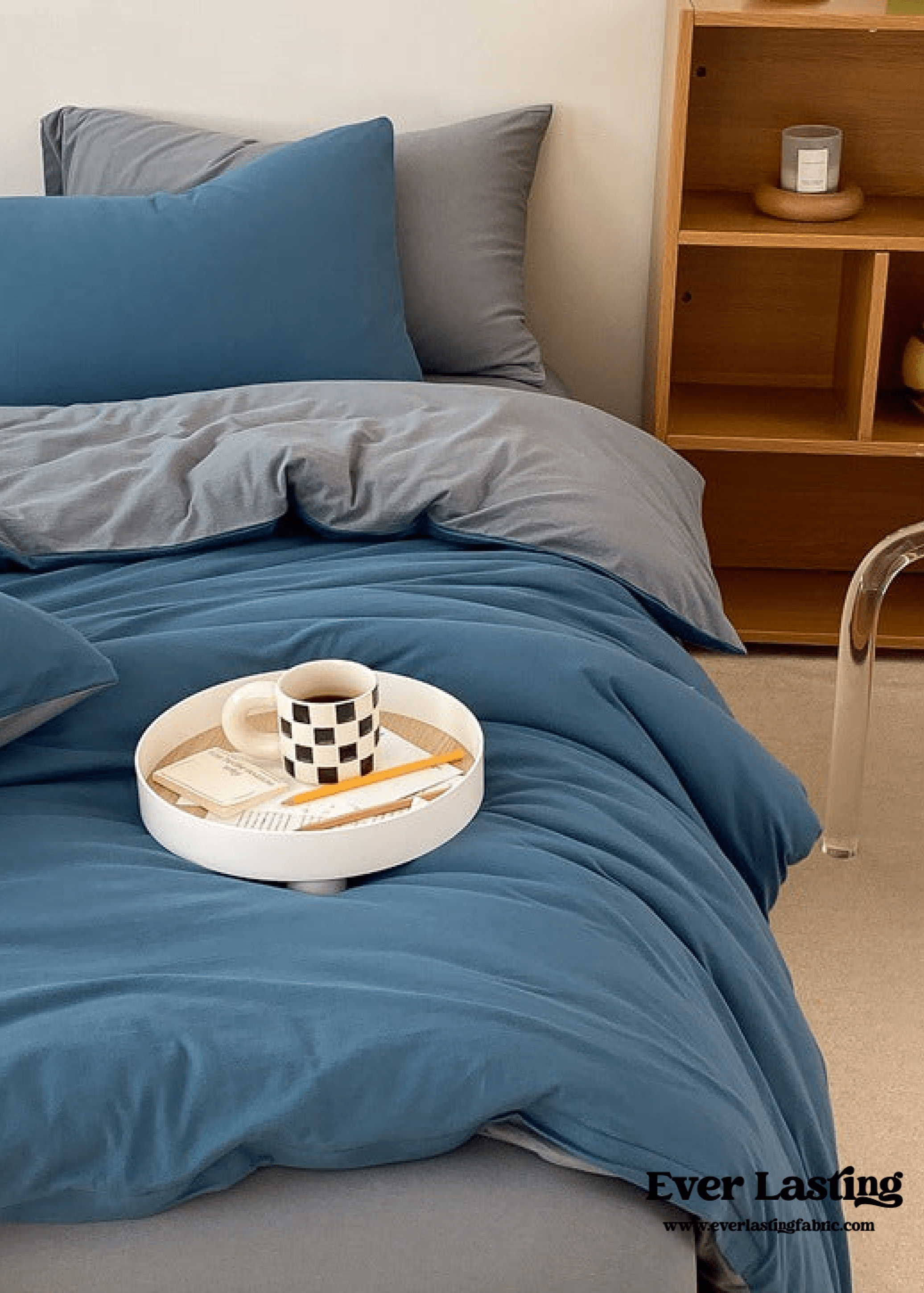  - Ever Lasting - Duo Earth Tone Jersey Knit Bedding Set / White Beige - Bedding Set - Ever Lasting