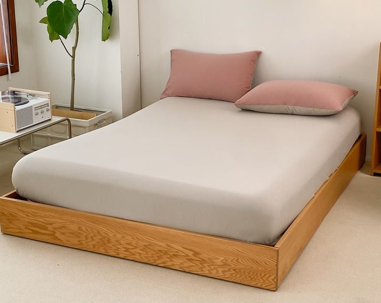  - Ever Lasting - Duo Earth Tone Jersey Knit Bedding Set / White Beige - Bedding Set - Ever Lasting