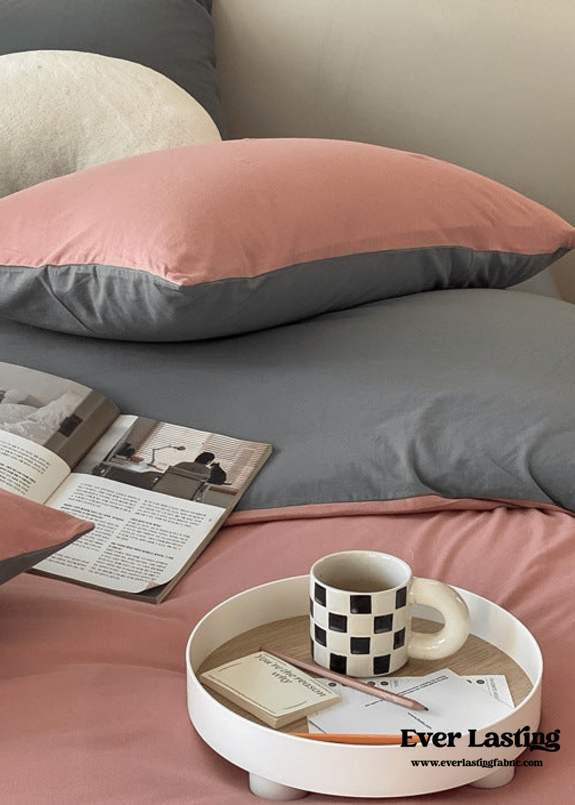  - Ever Lasting - Duo Earth Tone Jersey Knit Bedding Set / White Beige - Bedding Set - Ever Lasting