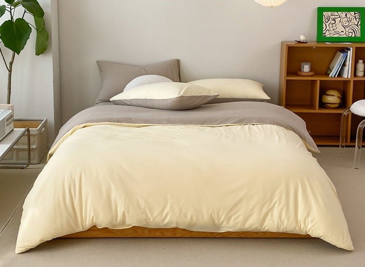  - Ever Lasting - Duo Earth Tone Jersey Knit Bedding Set / White Beige - Bedding Set - Ever Lasting
