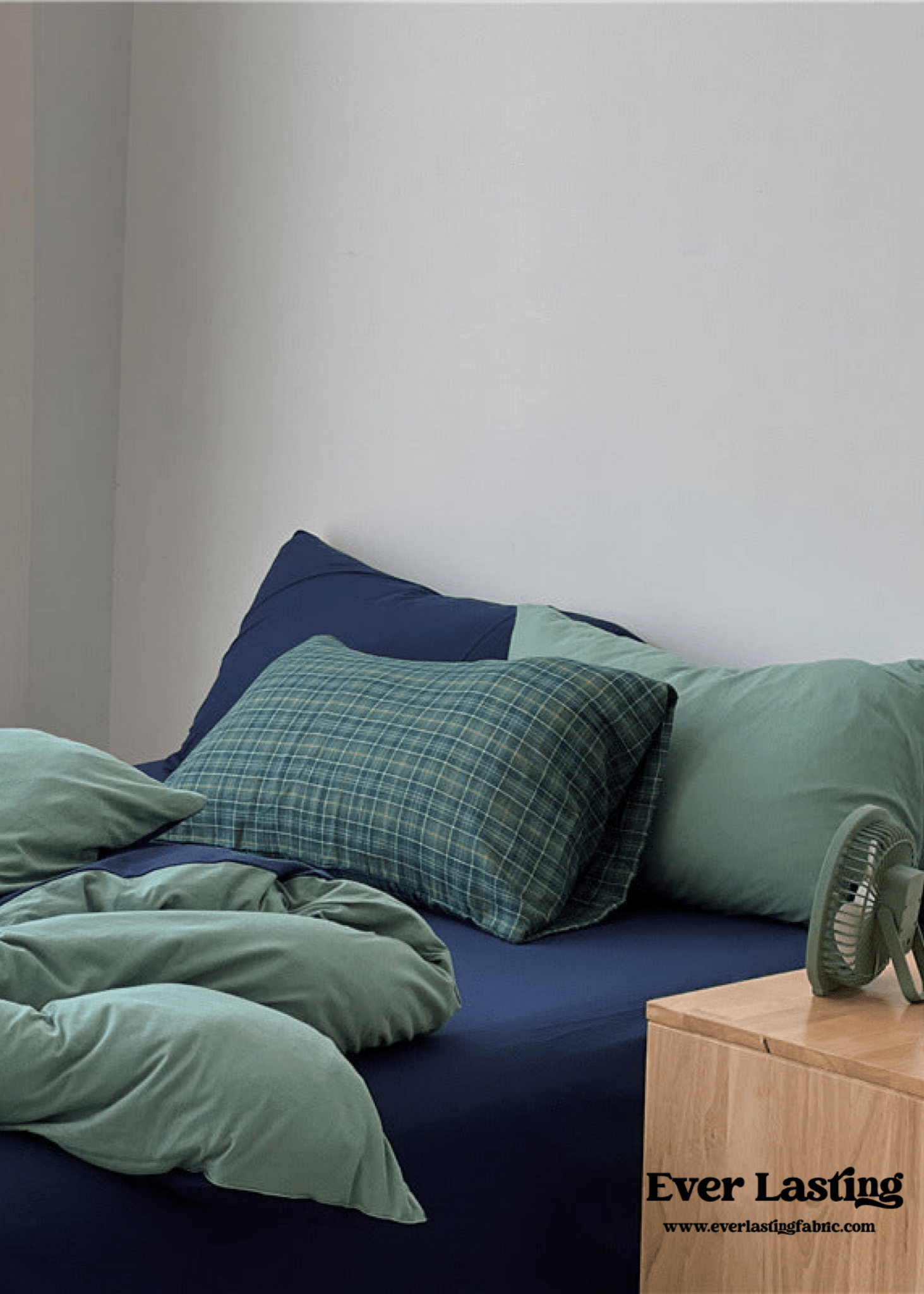DUO Jersey Knit Bedding Set / Green Blue + Royal Blue - Ever Lasting