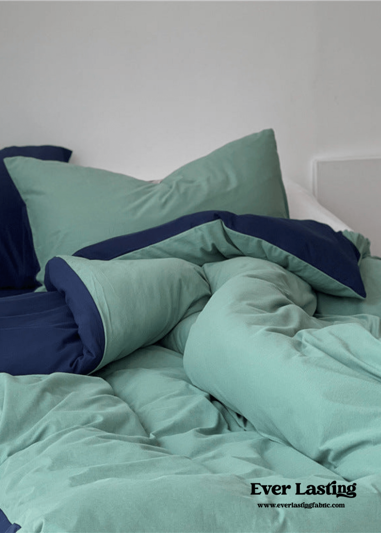 DUO Jersey Knit Bedding Set / Green Blue + Royal Blue - Ever Lasting