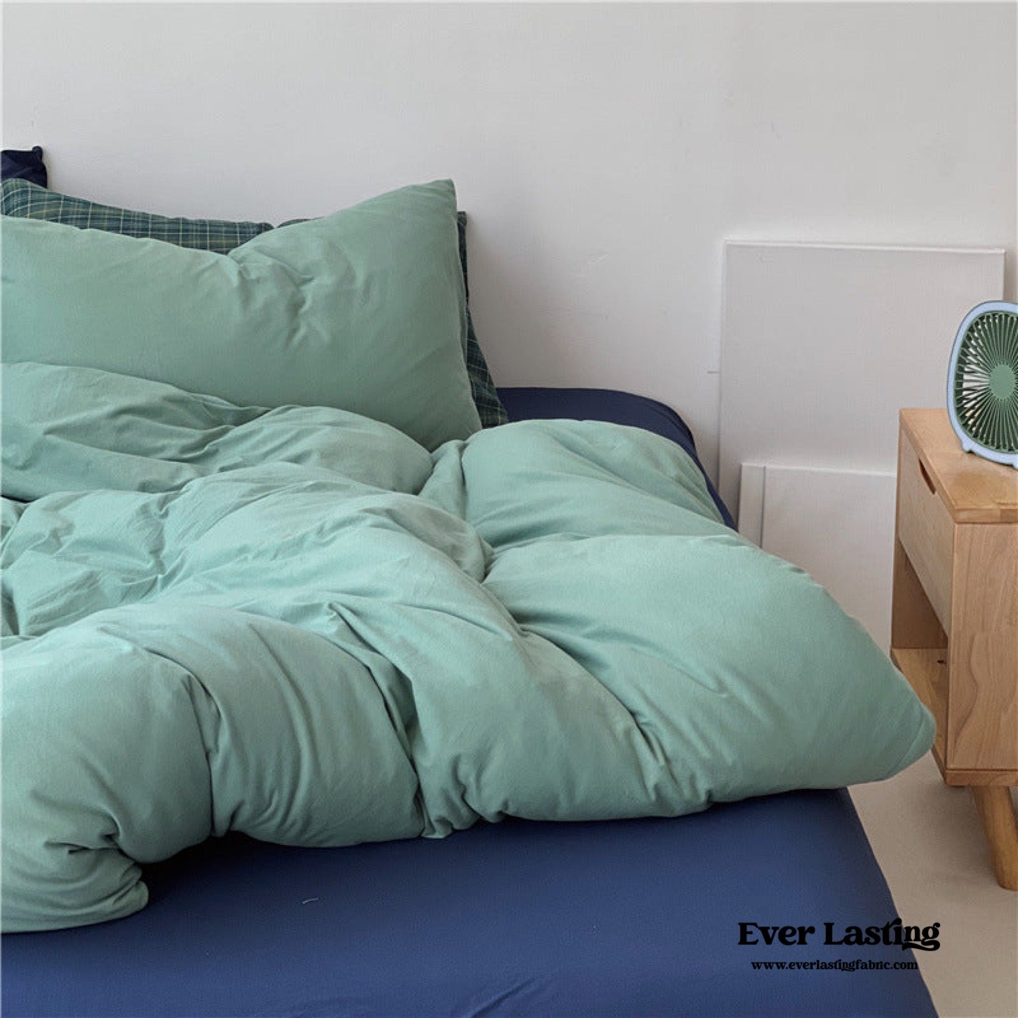 DUO Jersey Knit Bedding Set / Green Blue + Royal Blue - Ever Lasting
