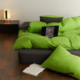 Duo Maximalist Jersey Knit Bedding Set / Green Apple + Gray