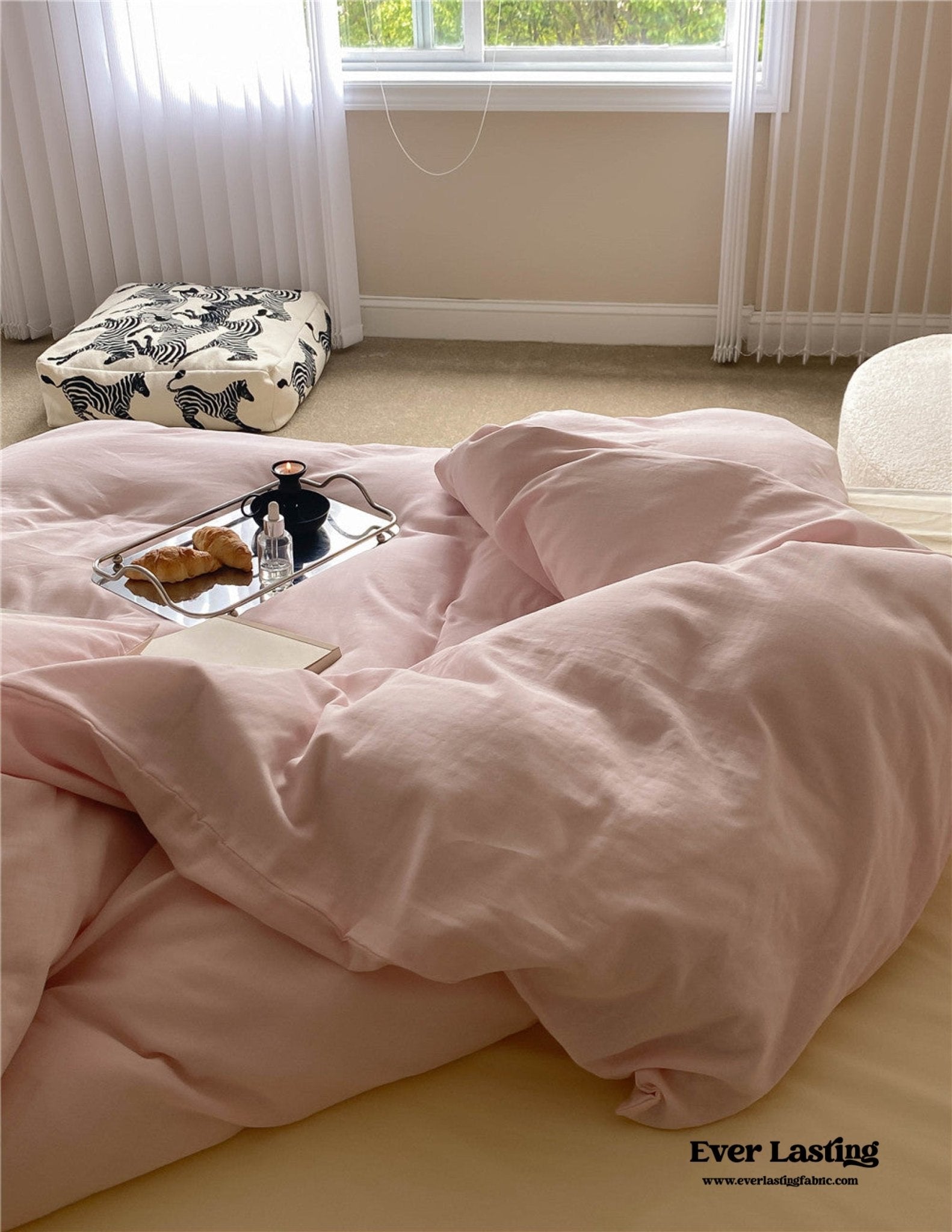 DUO Minimal Double Layer Washed Cotton Bedding Set / Blue - Ever Lasting