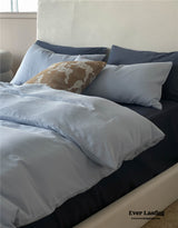 Duo Minimal Double Layer Washed Cotton Bedding Set / Blue
