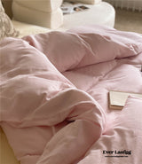 Duo Minimal Double Layer Washed Cotton Bedding Set / Pink + Yellow