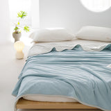 Duo Pastel Cotton Blanket (6 Colors) Blue / Small Blankets