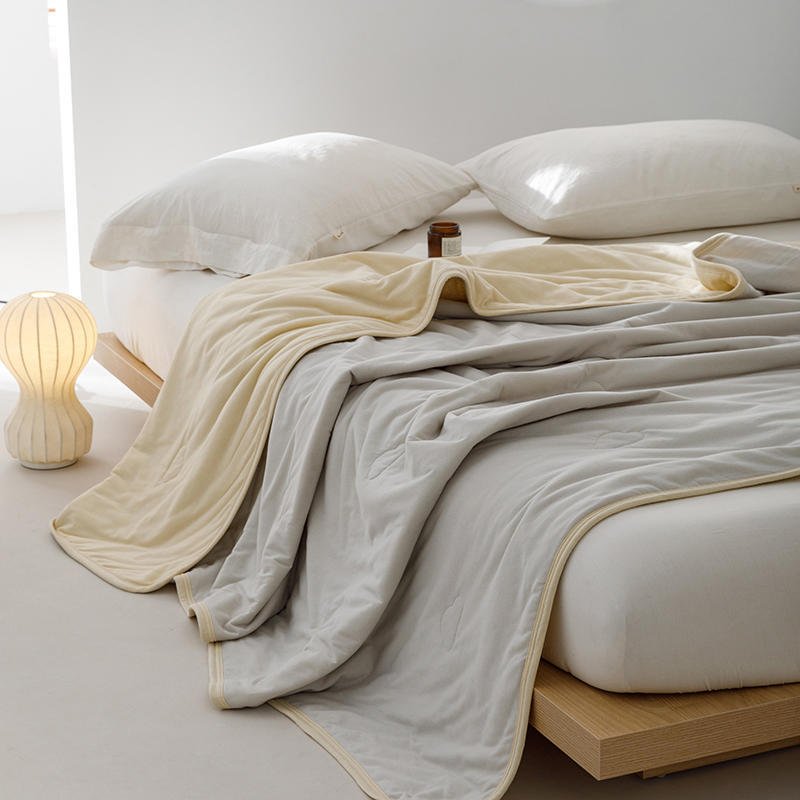  - Ever Lasting - DUO Pastel Cotton Blanket / Purple Yellow - Blankets - Ever Lasting