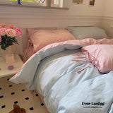 Duo Pastel With Bow Tie Bedding Set / Blue Pink