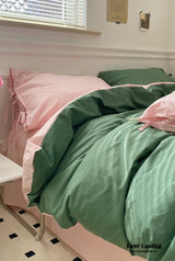 Duo Pastel With Bow Tie Bedding Set / Blue Pink