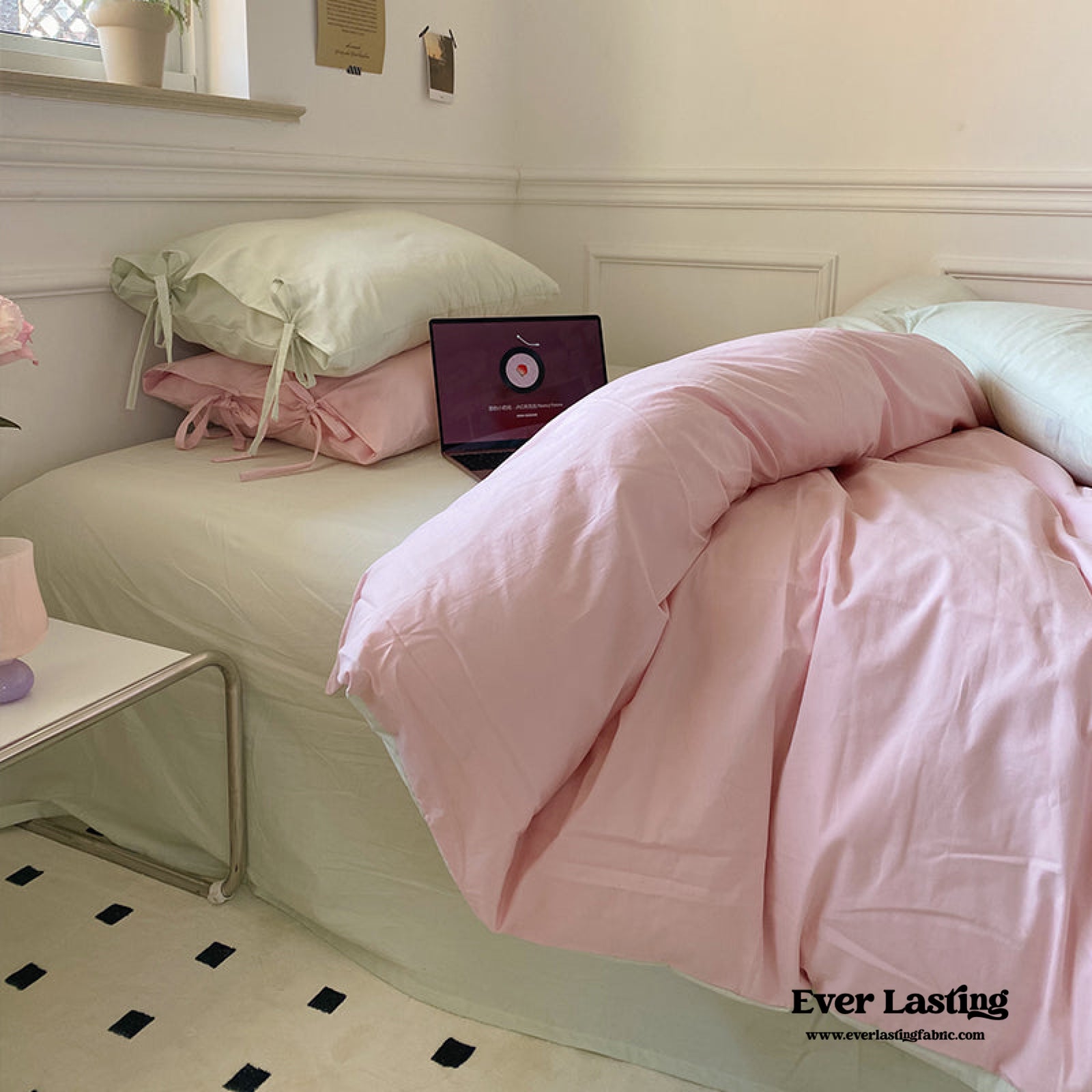 Pale Pink outlet Linen Duvet Cover with Ties. Softened Linen Duvet Cover with Bow Ties. Standard, Double, Queen, King, Custom Sizes.