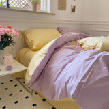 Duo Pastel With Bow Tie Bedding Set / Purple Yellow Small Flat