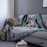 Duo Reversible Cotton Cozy Cat Blanket / Winter Blue Edition Blankets