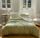 Duo Reversible Pastel Silky Tencel Bedding Set / Blue Green Small Flat