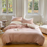 Duo Reversible Pastel Silky Tencel Bedding Set / Blue Pink Small Flat