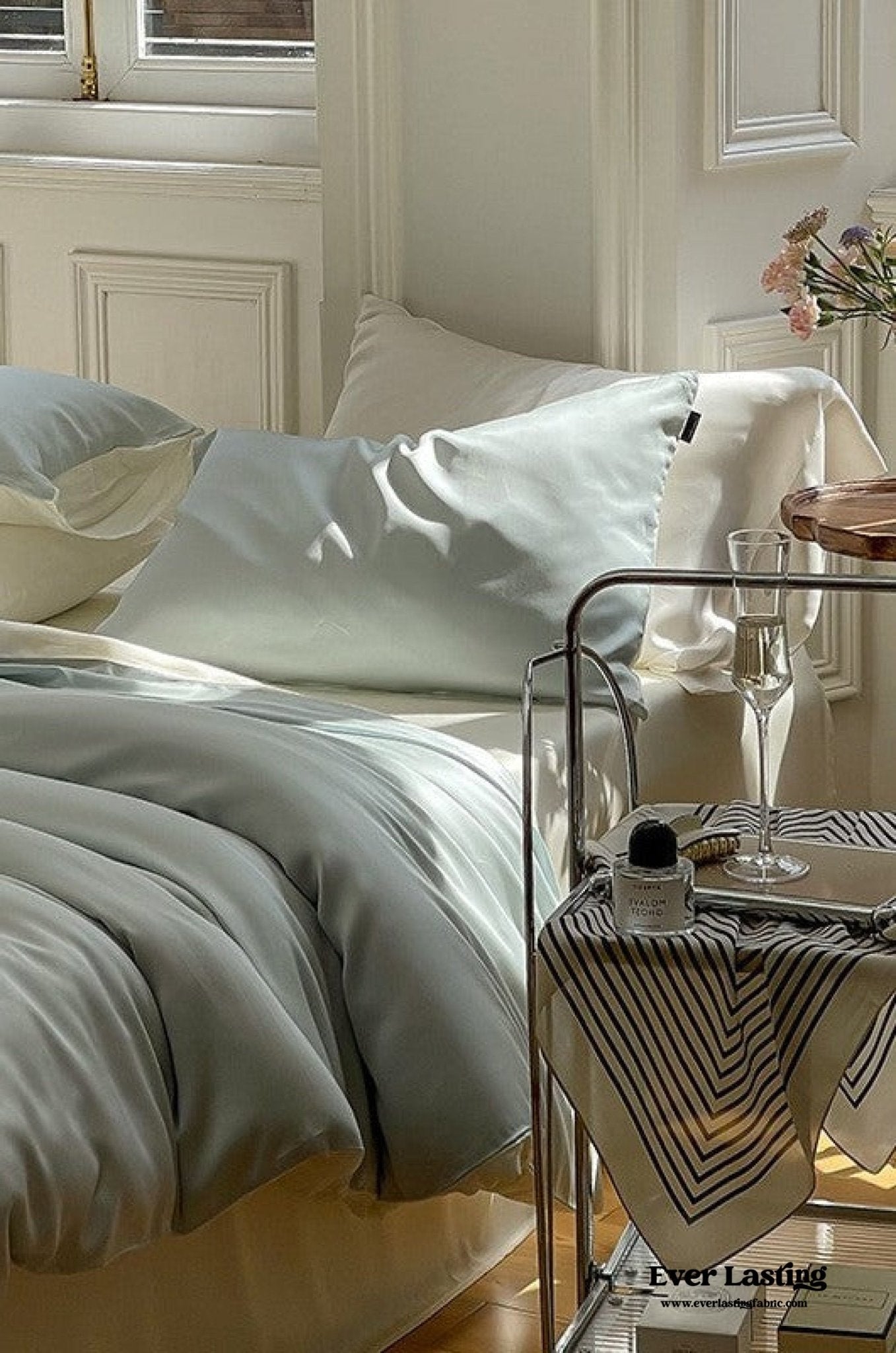 DUO Reversible Pastel Silky Tencel Bedding Set / Dark Blue - Ever Lasting