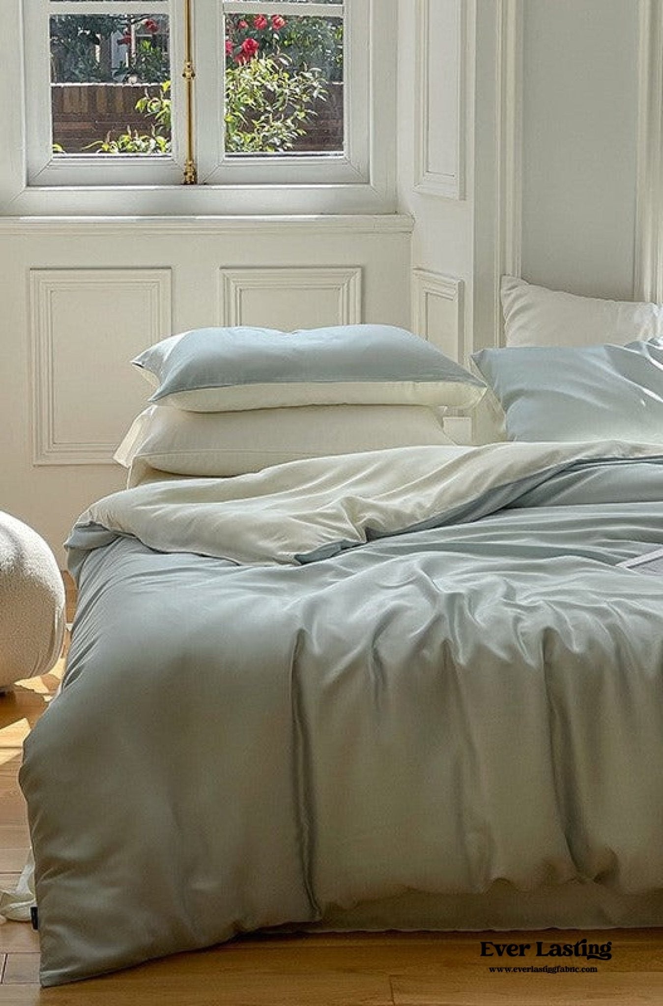 DUO Reversible Pastel Silky Tencel Bedding Set / Dark Blue - Ever Lasting