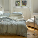 Duo Reversible Pastel Silky Tencel Bedding Set / Dark Blue