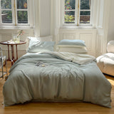 Duo Reversible Pastel Silky Tencel Bedding Set / Dark Blue Small Flat
