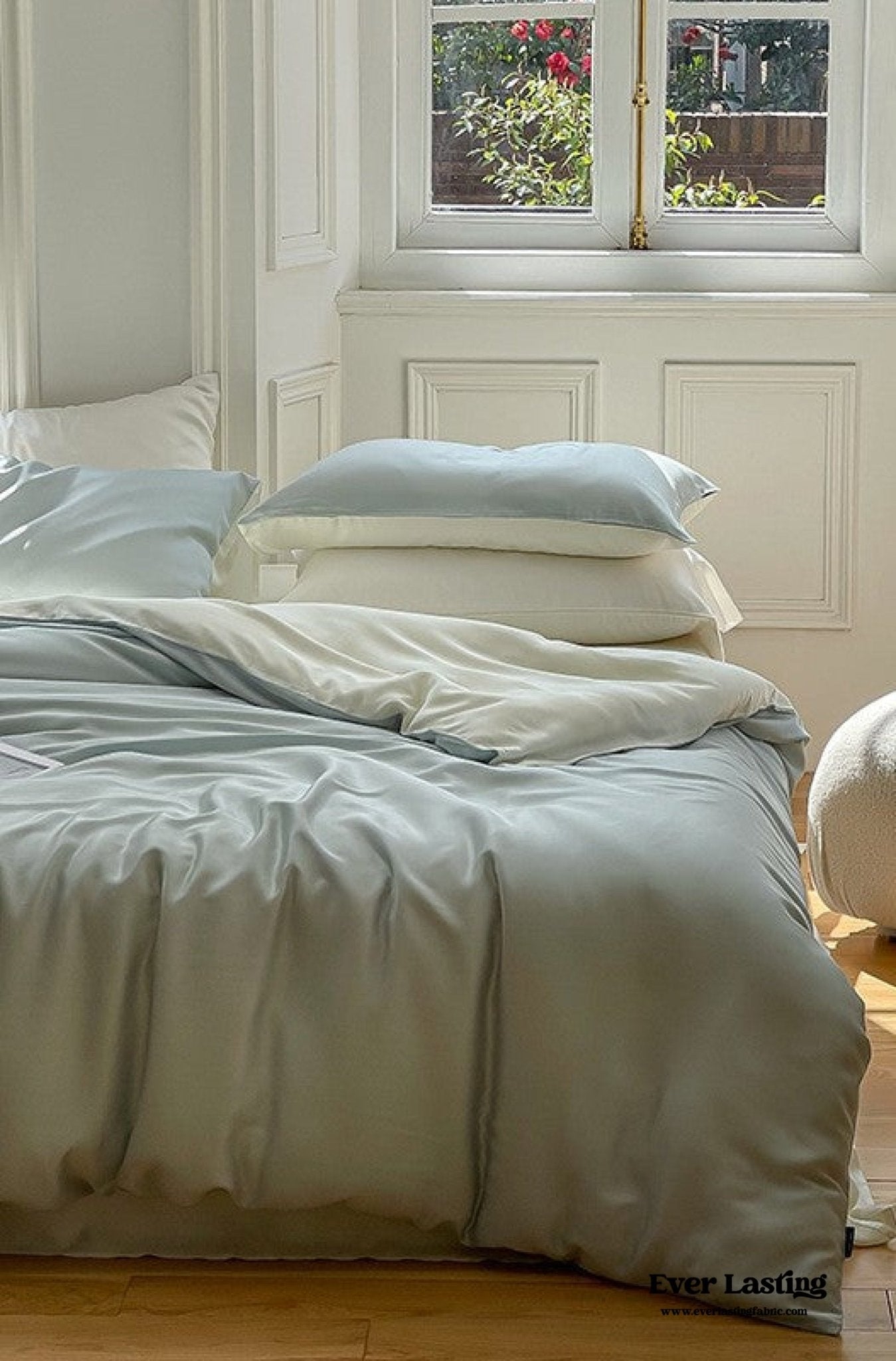 DUO Reversible Pastel Silky Tencel Bedding Set / Green - Ever Lasting