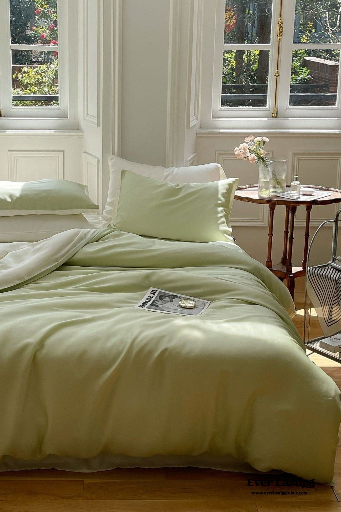 DUO Reversible Pastel Silky Tencel Bedding Set / Green - Ever Lasting