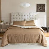 Duo Reversible Pastel Silky Tencel Bedding Set / Green Brown Small Flat