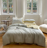 Duo Reversible Pastel Silky Tencel Bedding Set / Green Light Gray Small Flat