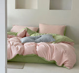 Duo Waffle Bedding Bundle Light Green + Pink / Small Fitted