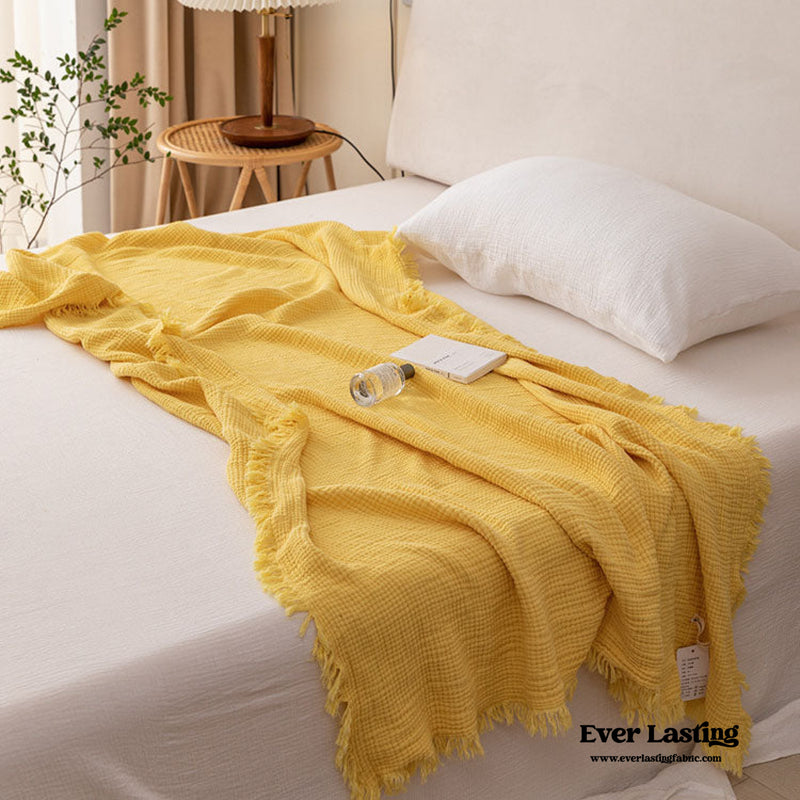 Earth Tone Cotton Blanket / Turmeric Yellow Blankets