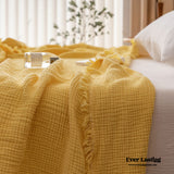 Earth Tone Cotton Blanket / Turmeric Yellow Blankets