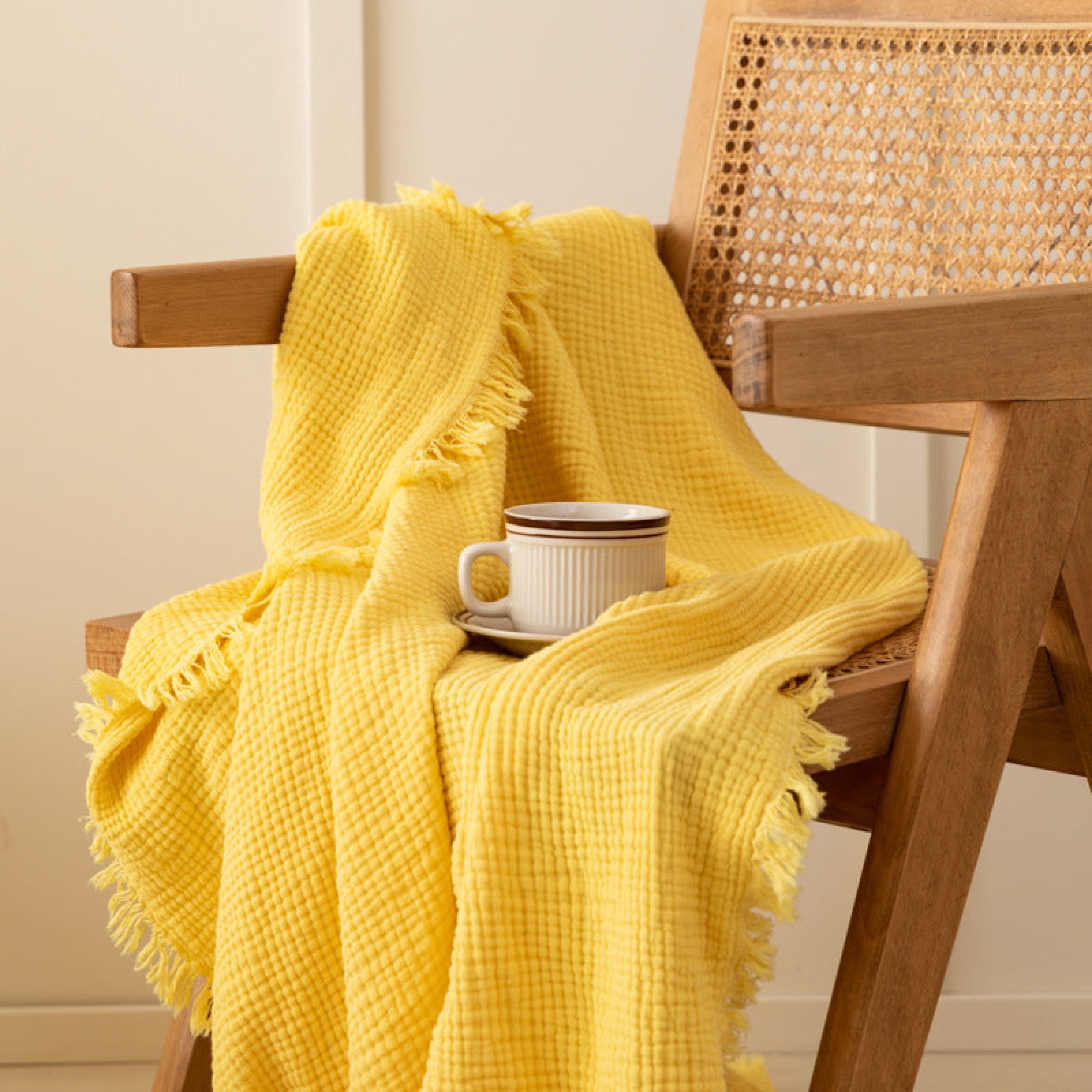 Soft discount yellow throw