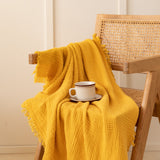 Earth Tone Cotton Blanket / Turmeric Yellow Small Blankets